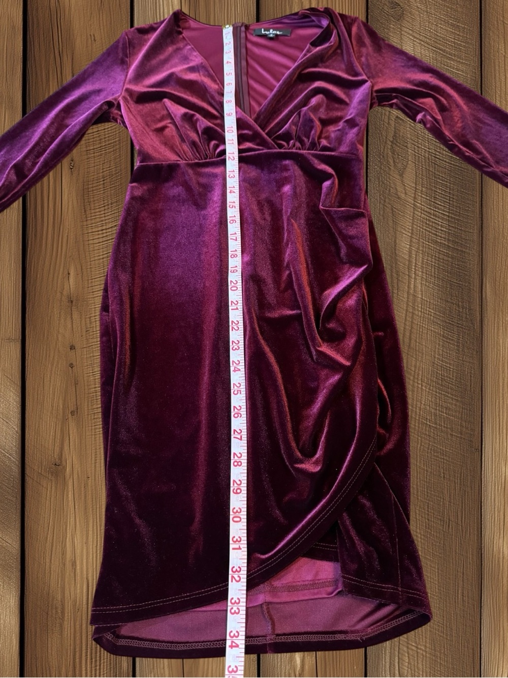 Lulus Anything For You Burgundy Velvet Bodycon V-Neck Mini Dress Size Small NWT - Picture 6 of 11